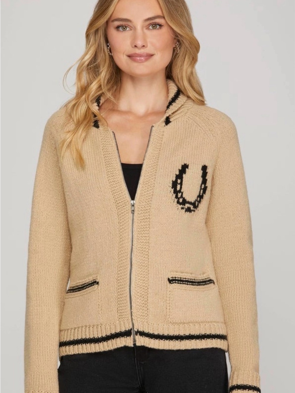 She + Sky Equestrian Zip-Front with Black Trim